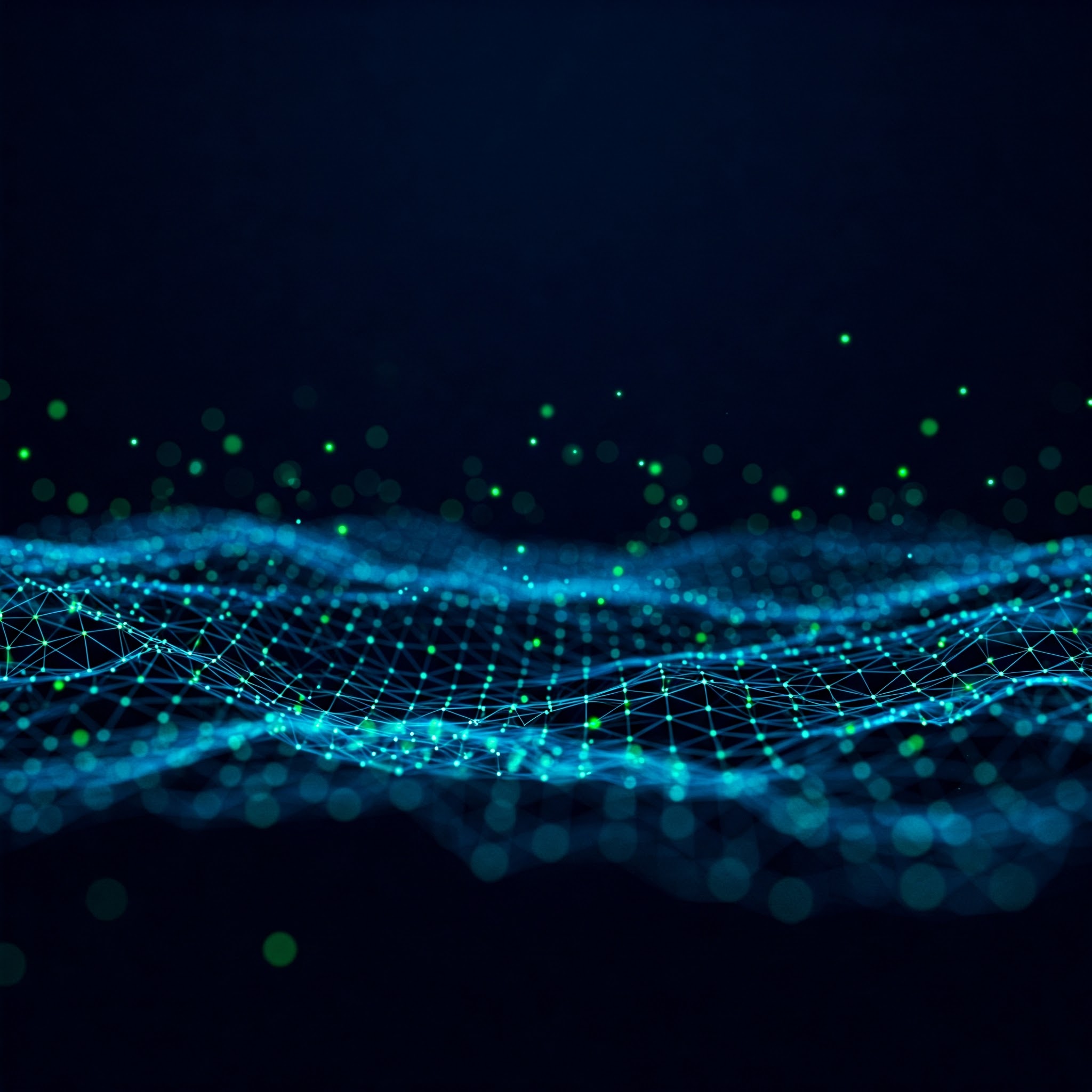 Digital network visualization with blue waves